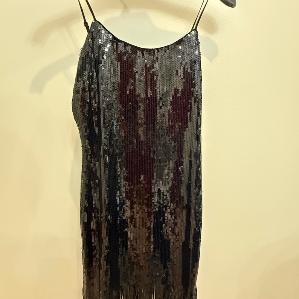 Milly Black and Silver Sequin Mini Dress